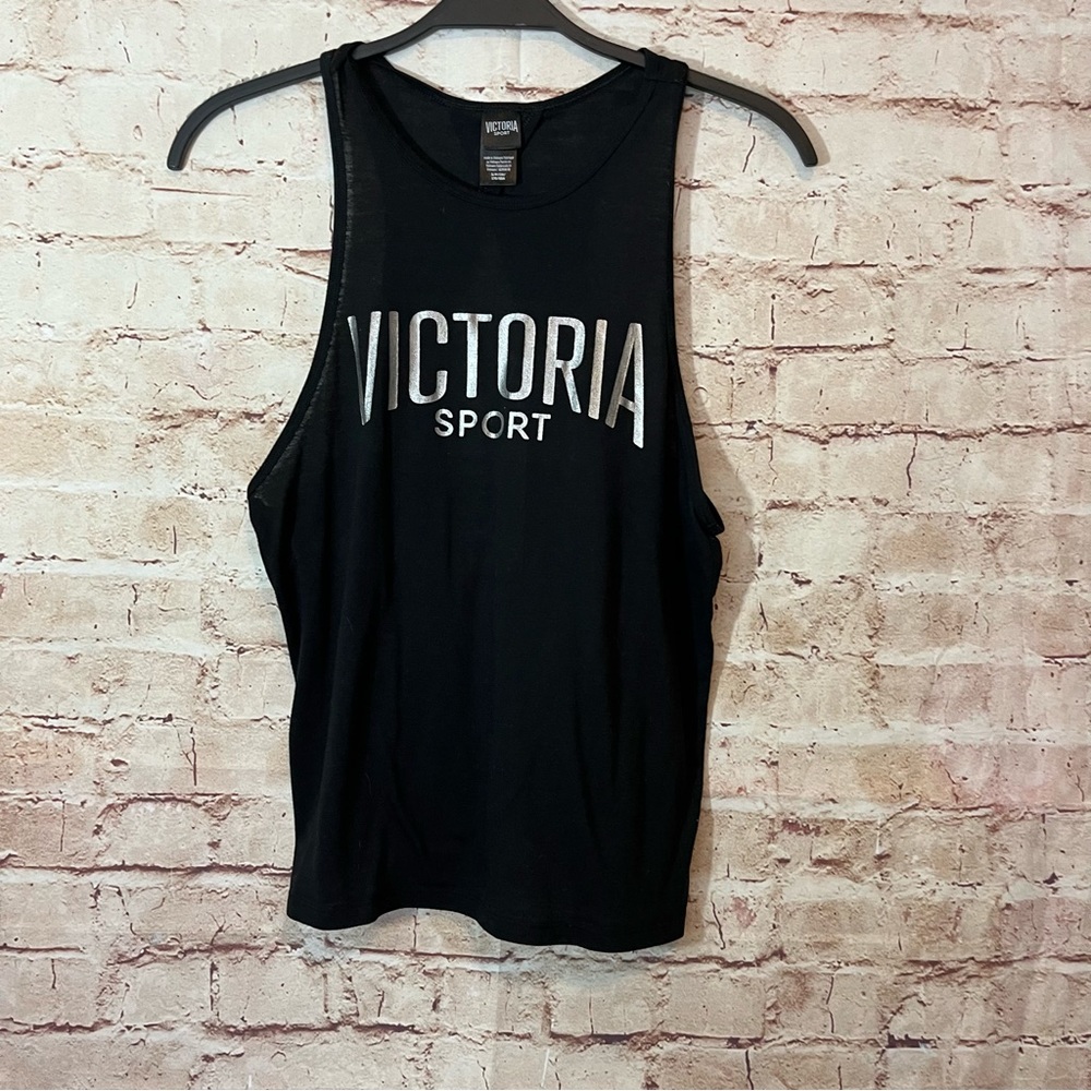 Victoria Sport black racer back arm cut out tank top size small